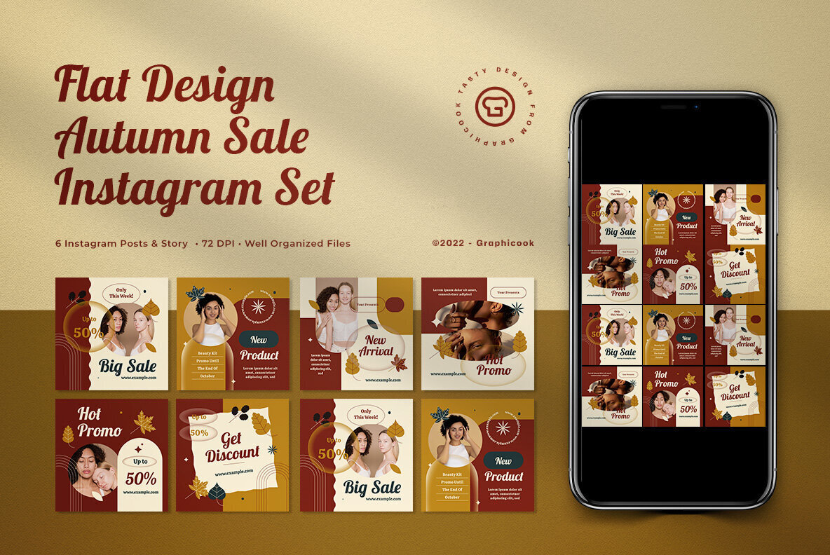 Brown Flat Design Autumn Fashion Instagram Pack 1