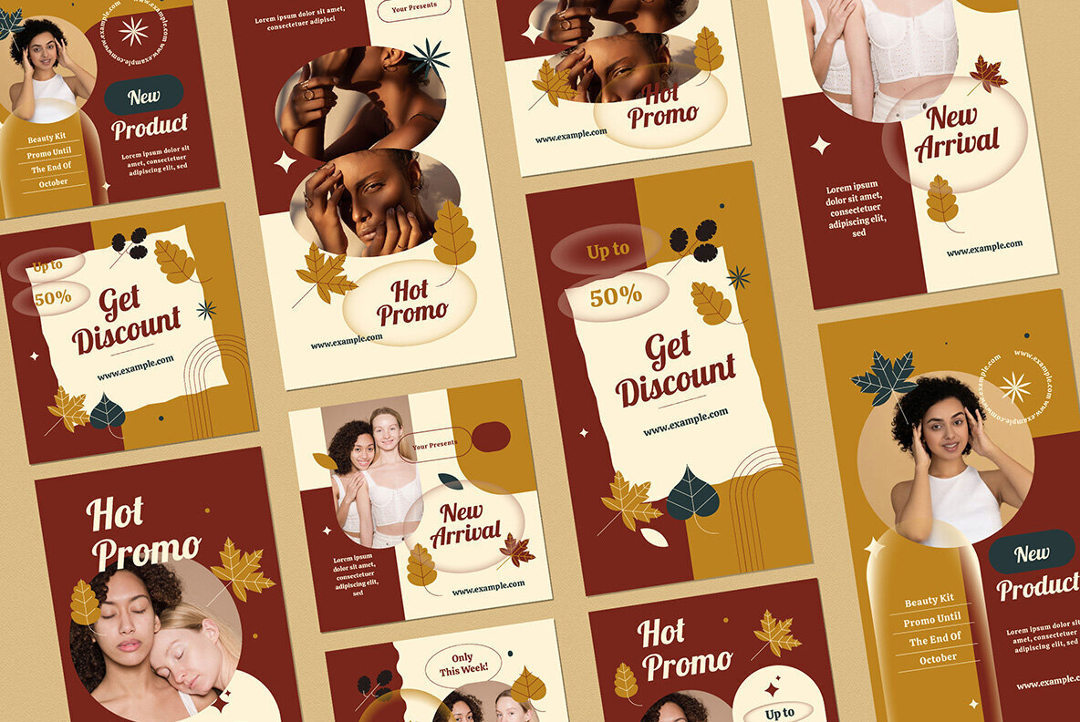 Brown Flat Design Autumn Fashion Instagram Pack 3