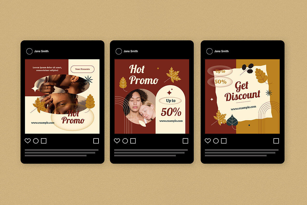 Brown Flat Design Autumn Fashion Instagram Pack 5