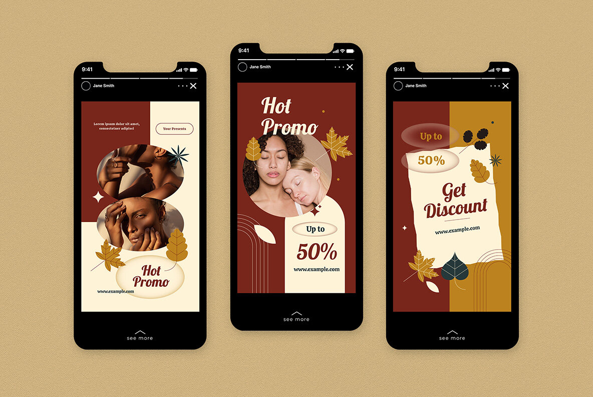 Brown Flat Design Autumn Fashion Instagram Pack 7