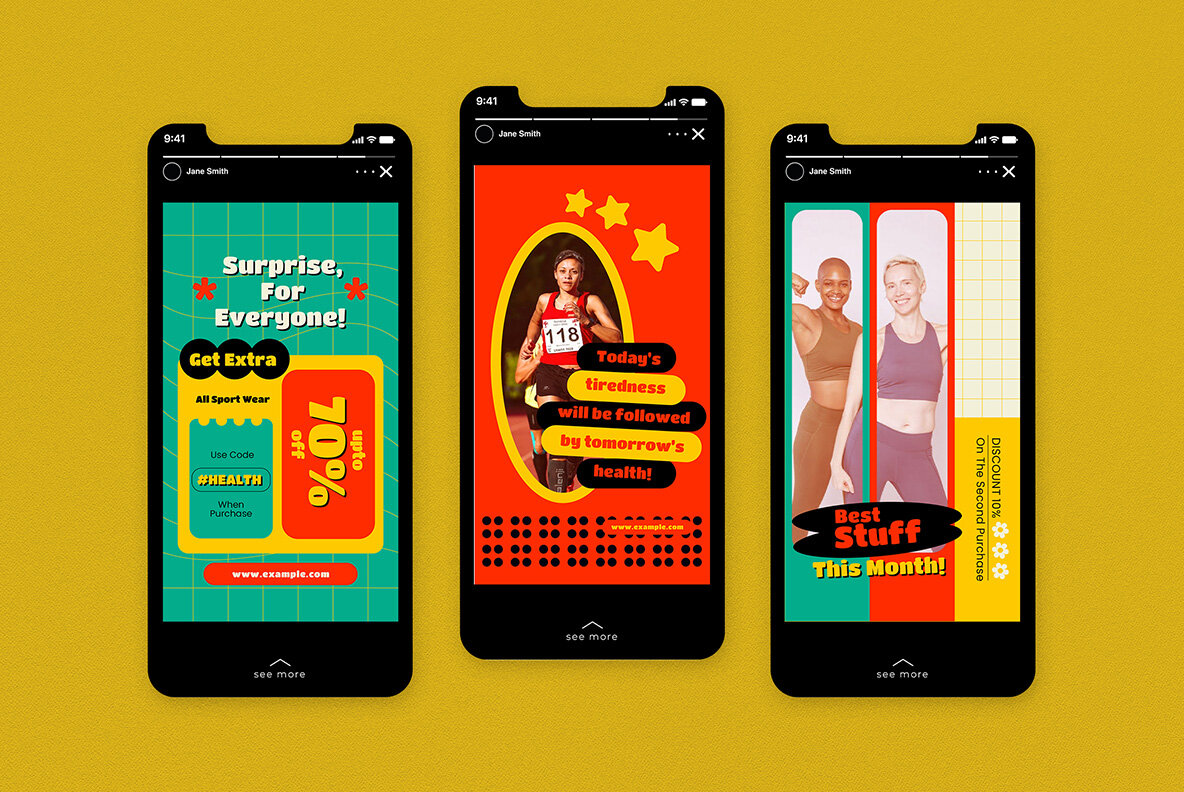 Green Flat Design Sportwear Instagram Pack 7