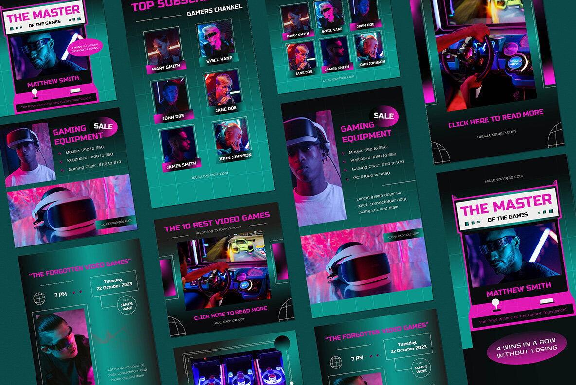 Green Cyberpunk Video Games Sale Instagram Pack 3