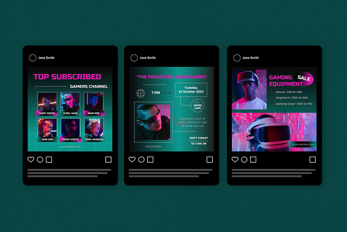 Green Cyberpunk Video Games Sale Instagram Pack 5