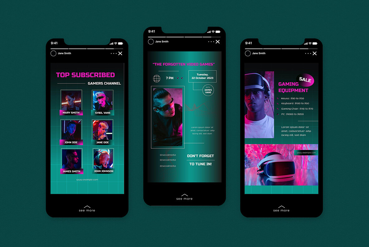 Green Cyberpunk Video Games Sale Instagram Pack 7