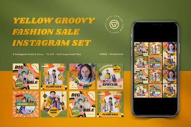 Yellow Groovy Fashion Sale Instagram Pack