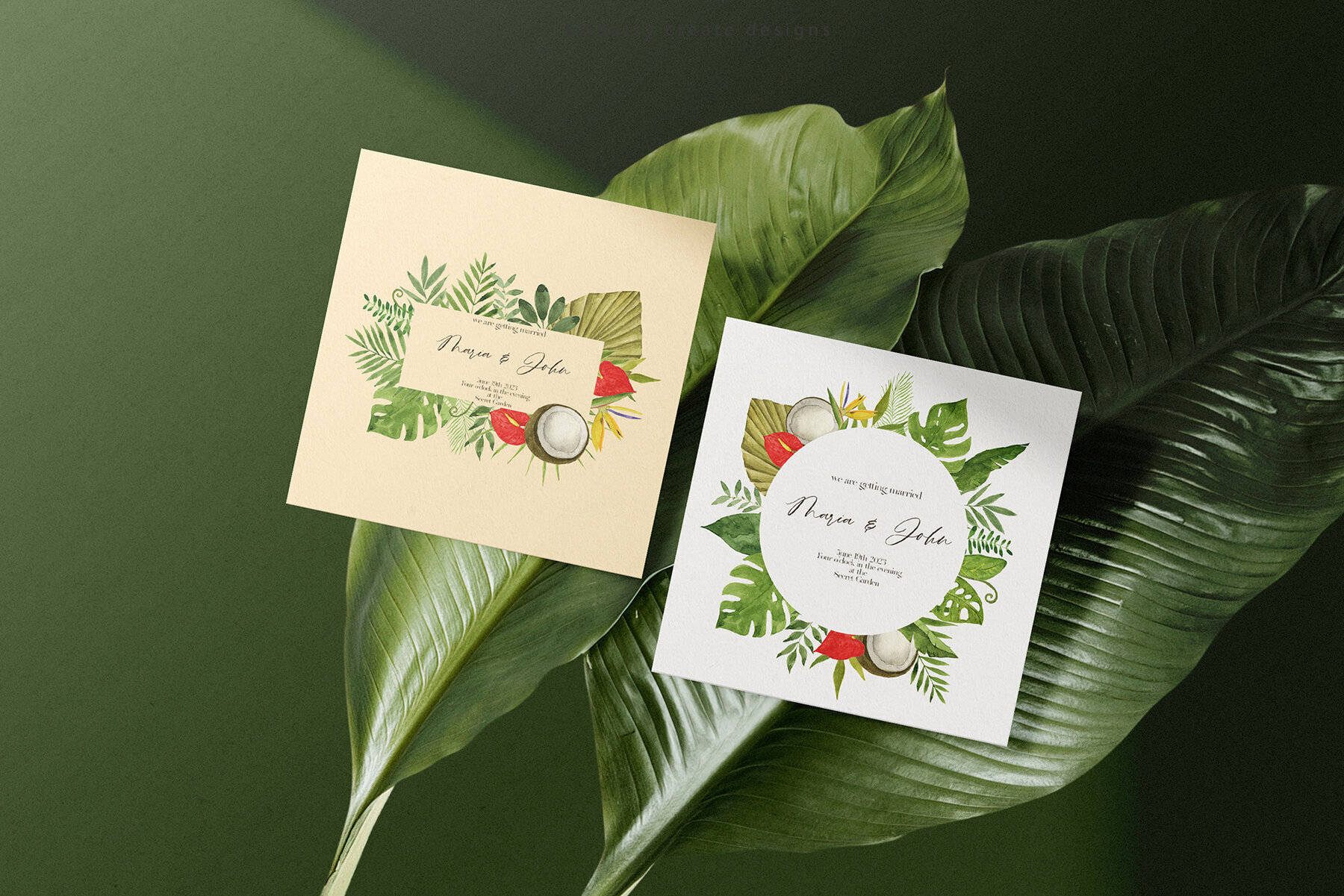 Watercolor Tropical Art Set 2