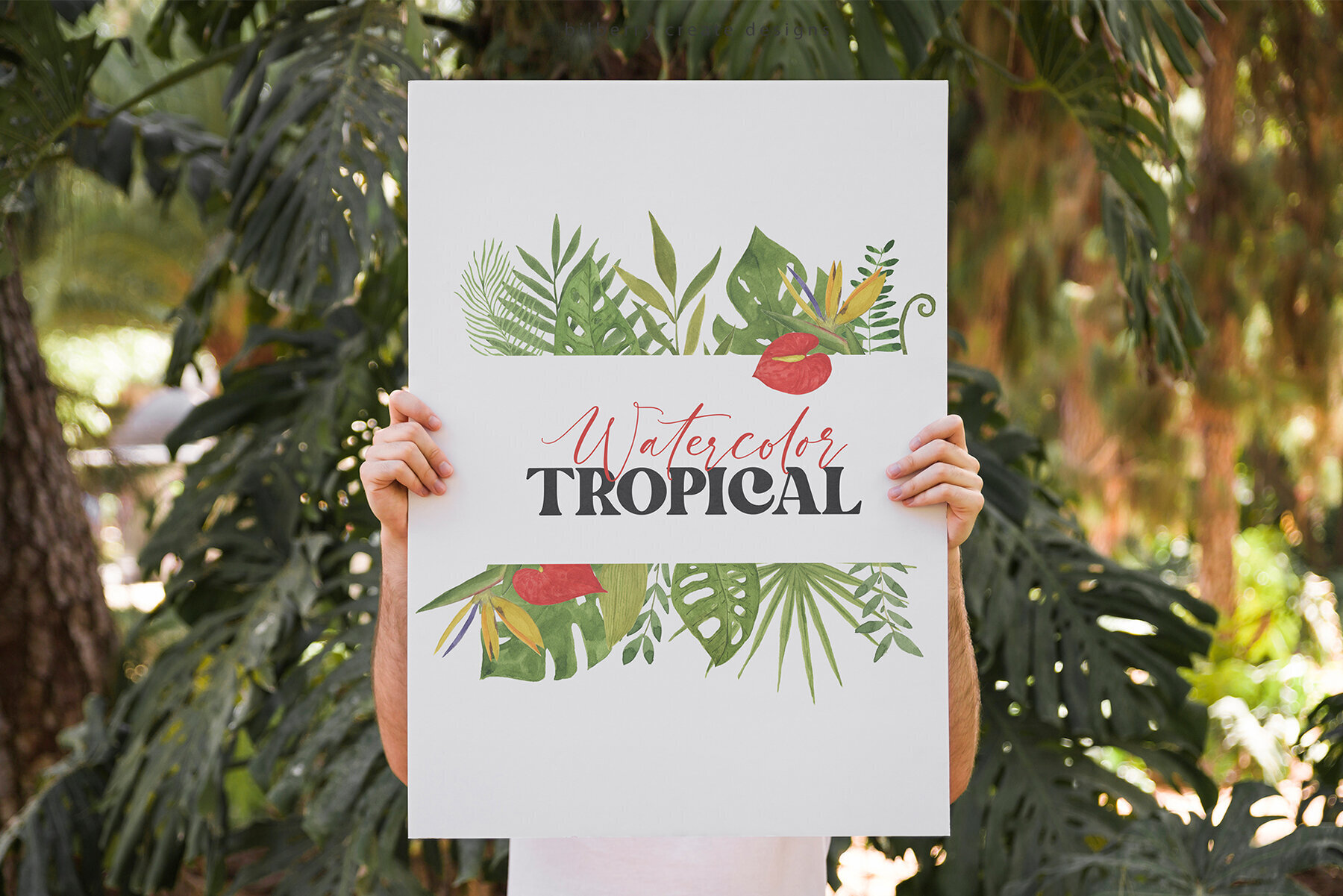 Watercolor Tropical Art Set 3