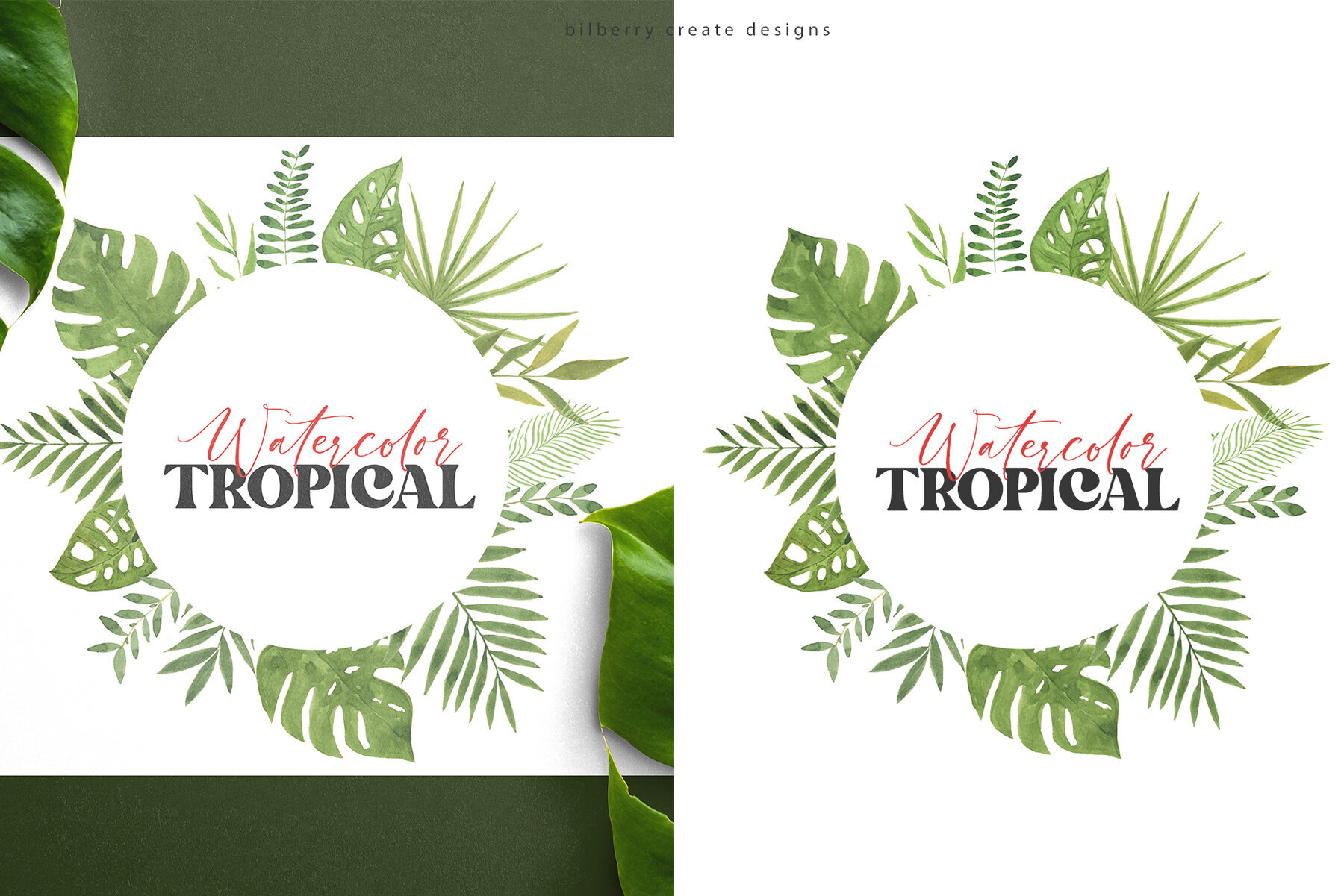 Watercolor Tropical Art Set 4