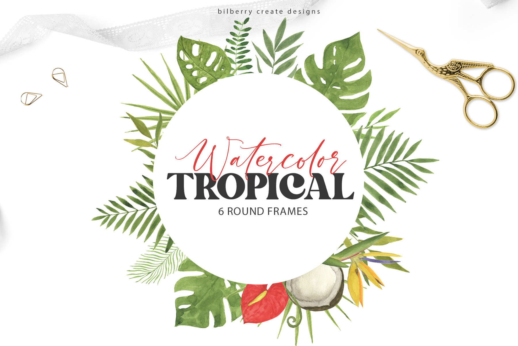 Watercolor Tropical Art Set 5