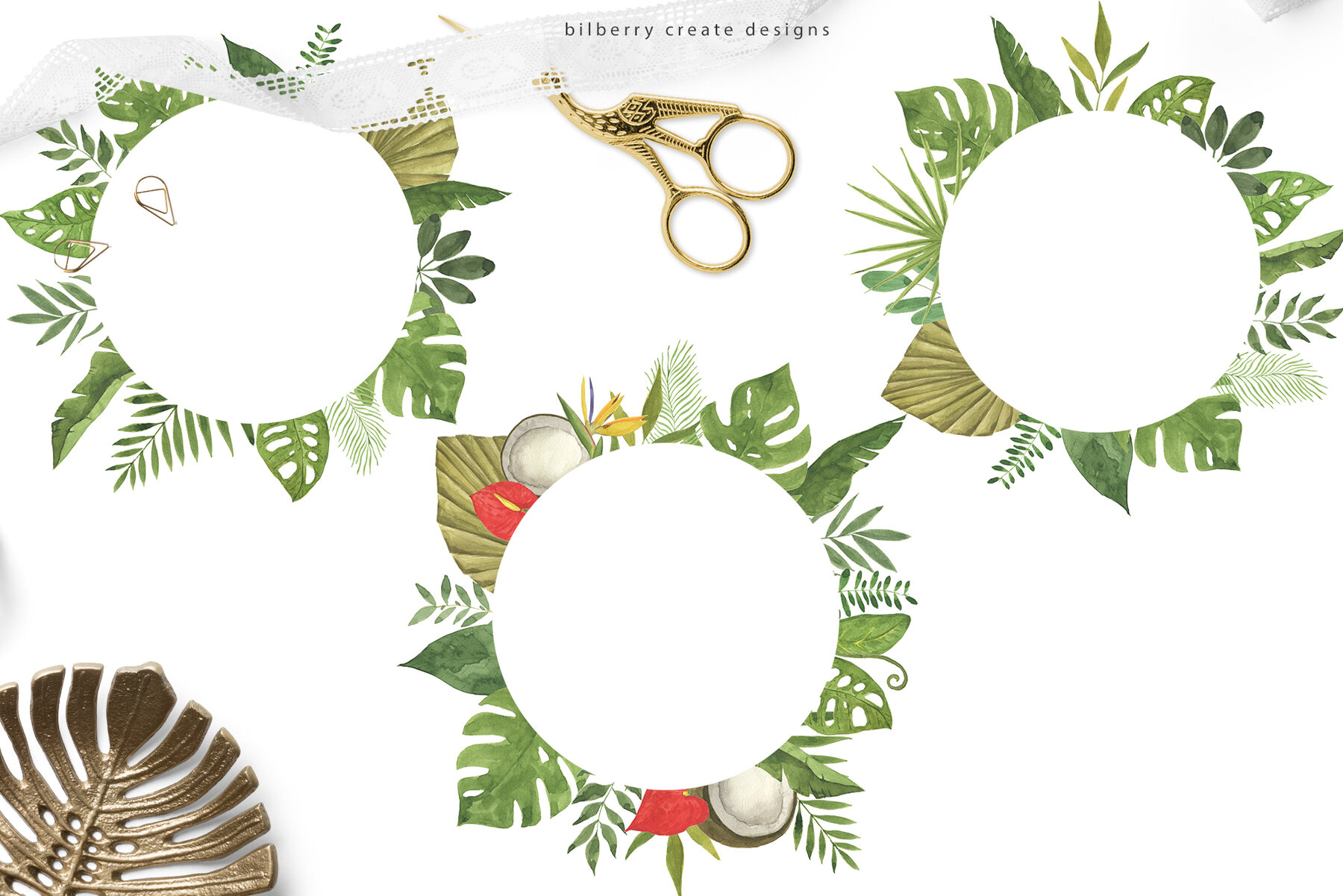 Watercolor Tropical Art Set 6