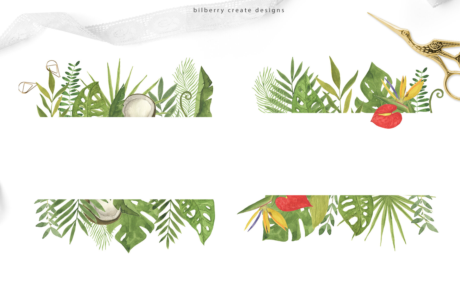 Watercolor Tropical Art Set 9