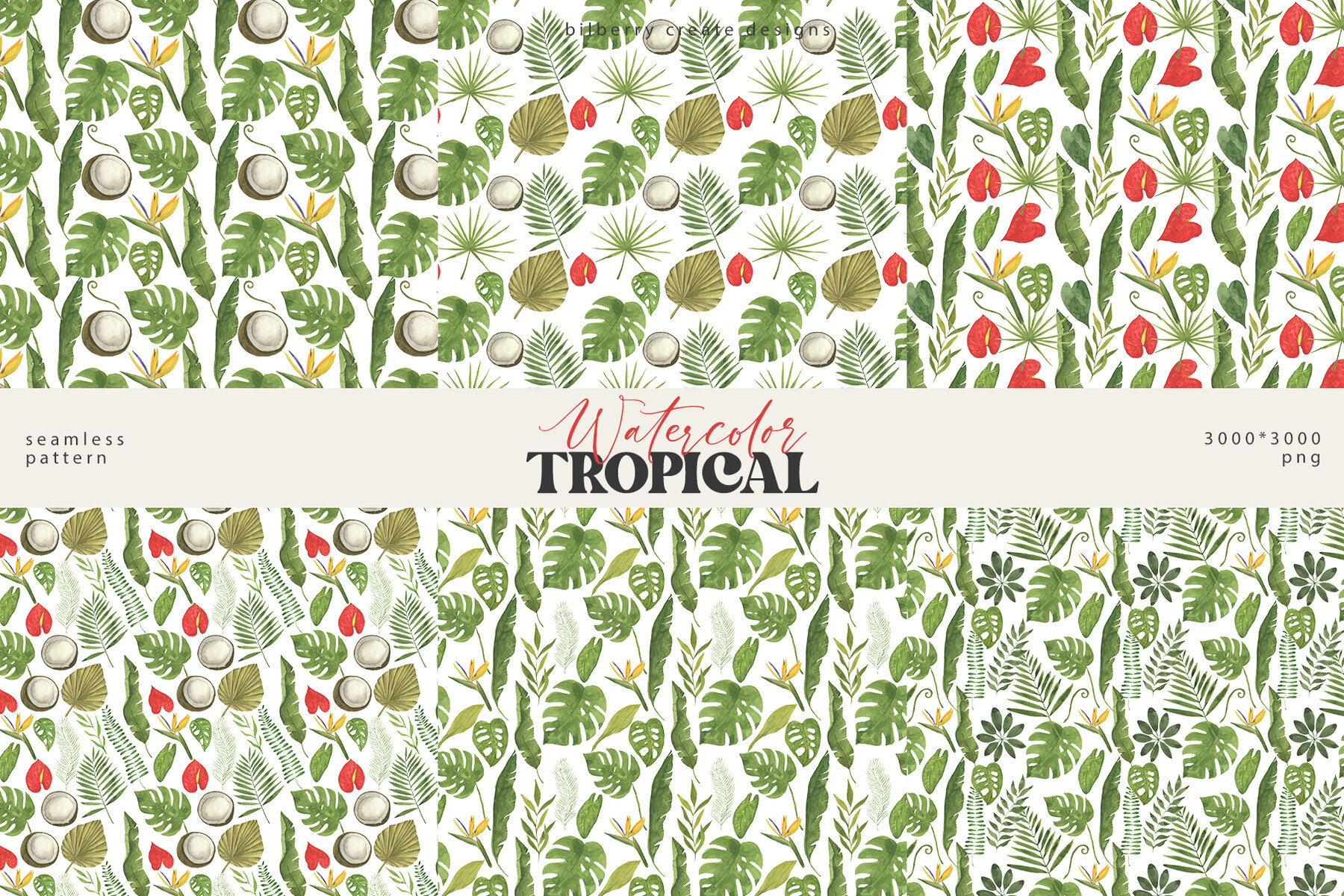 Watercolor Tropical Art Set 12