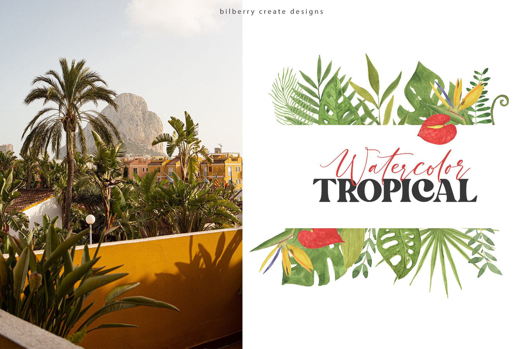 Watercolor Tropical Art Set 14