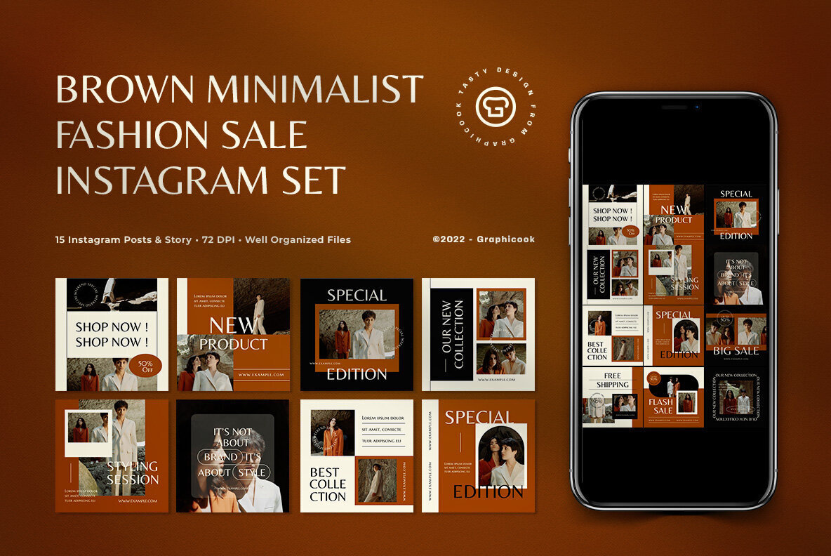 Brown Minimalist Fashion Sale Instagram Pack 1