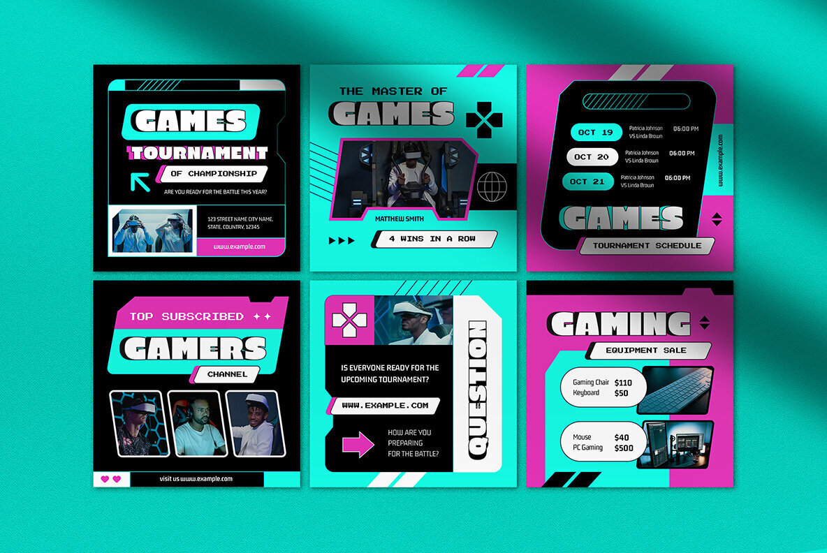 Cyan Pink Y2K Video Game Instagram Pack 3