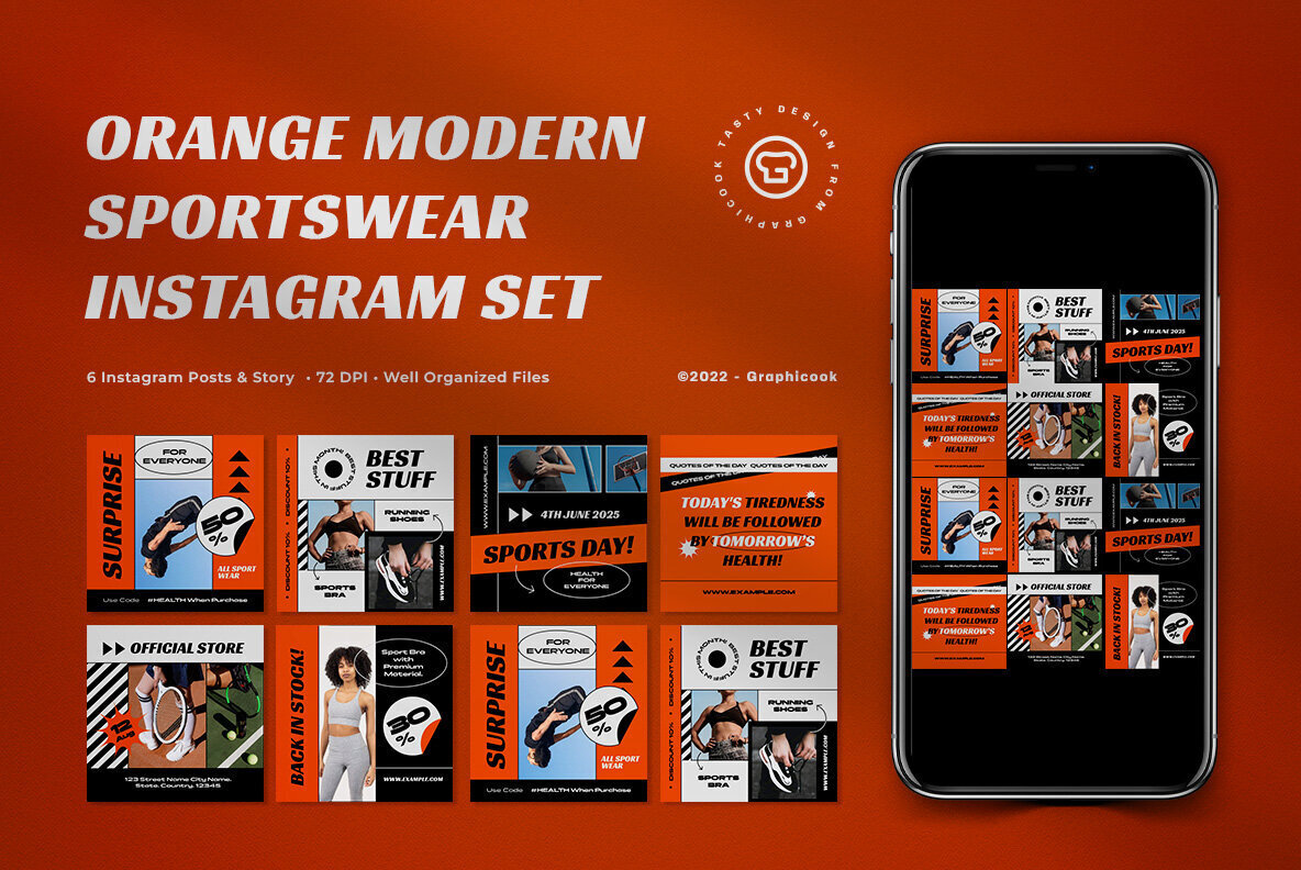 Orange Modern Sportwear Instagram Pack 1