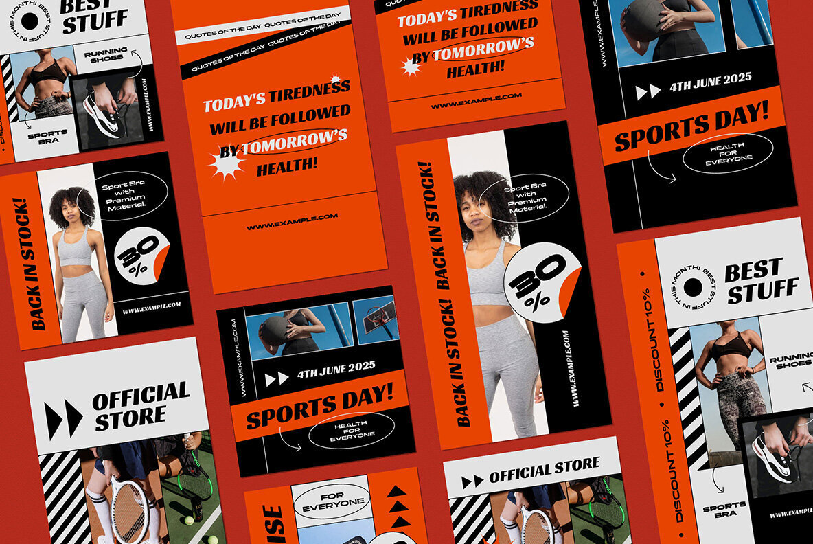 Orange Modern Sportwear Instagram Pack 3