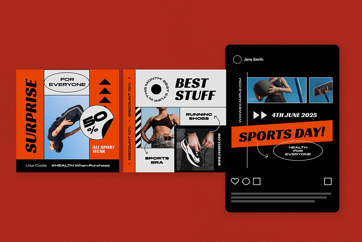 Orange Modern Sportwear Instagram Pack 4