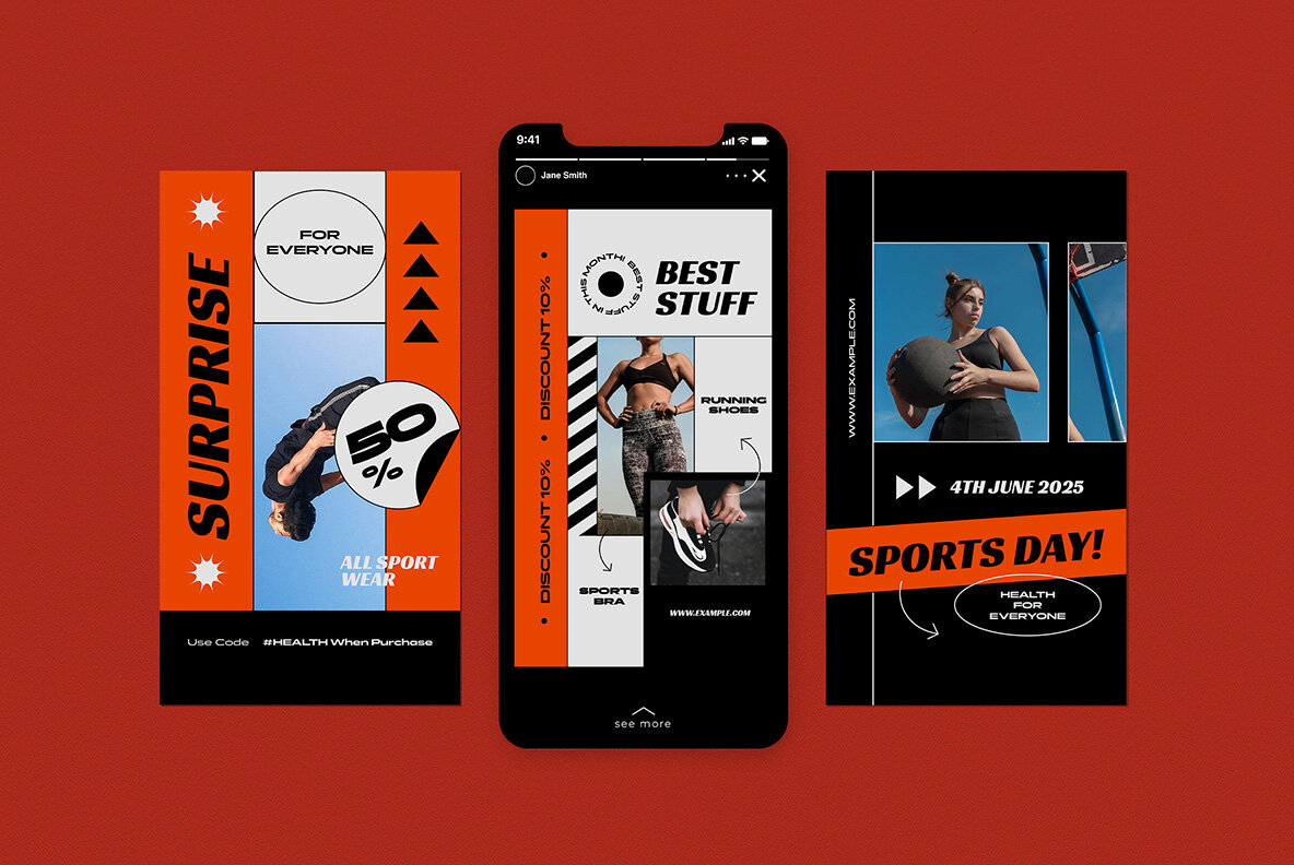 Orange Modern Sportwear Instagram Pack 6