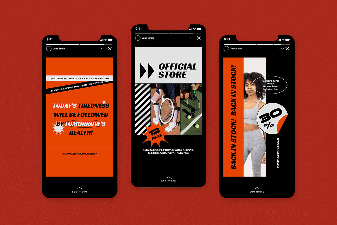 Orange Modern Sportwear Instagram Pack 7