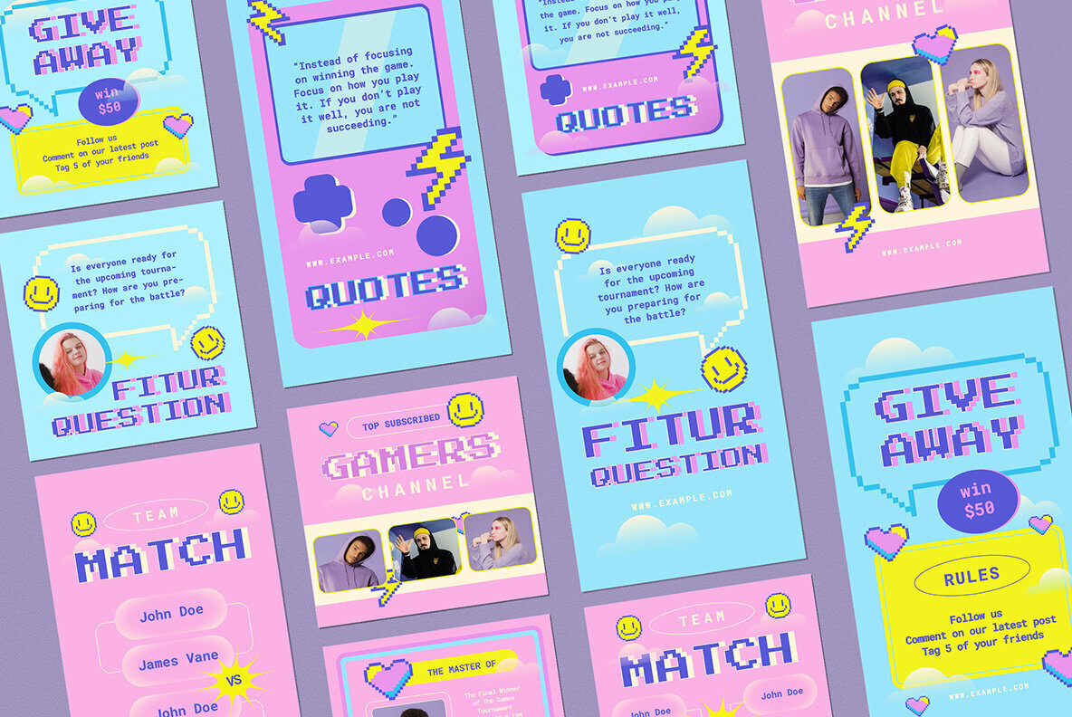 Pink Retro Video Game Instagram Pack 3