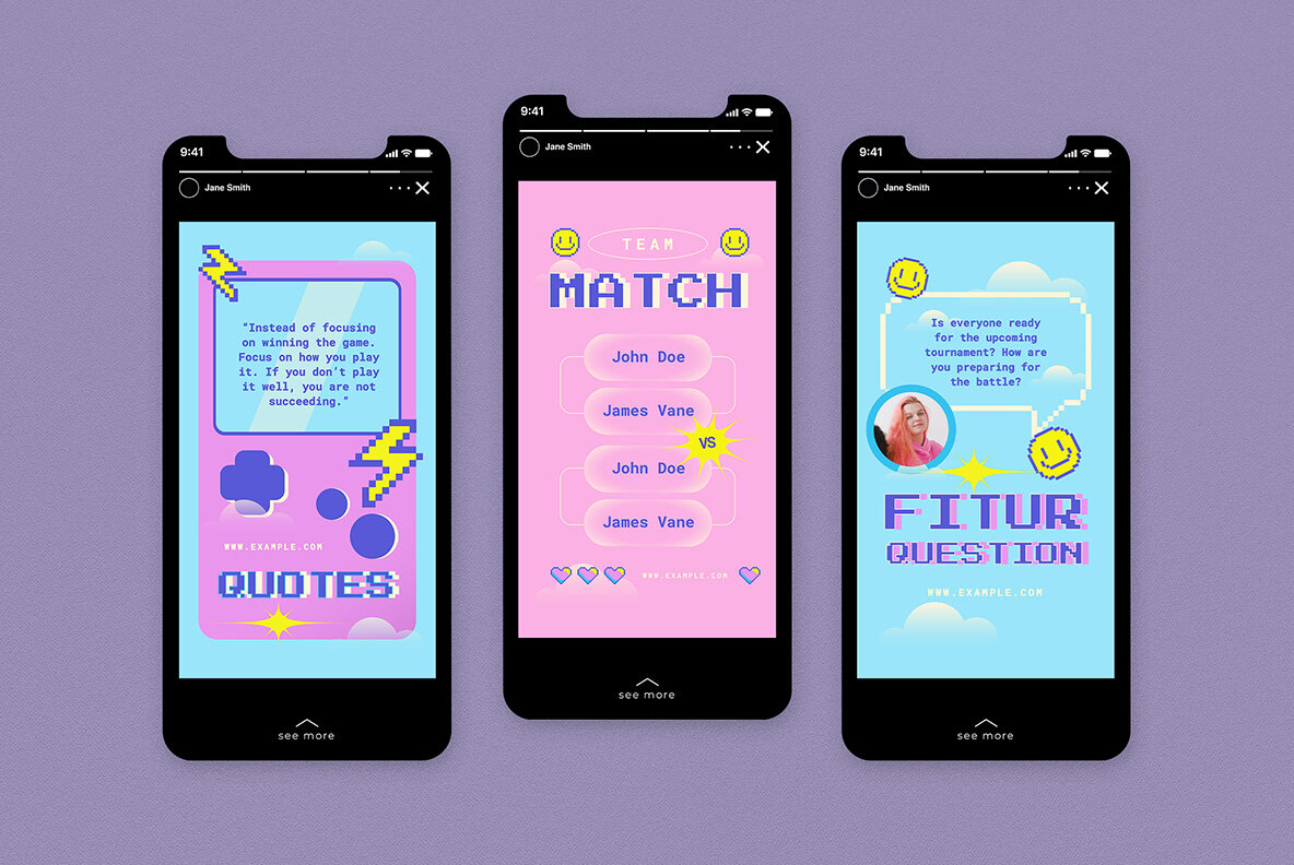 Pink Retro Video Game Instagram Pack 7