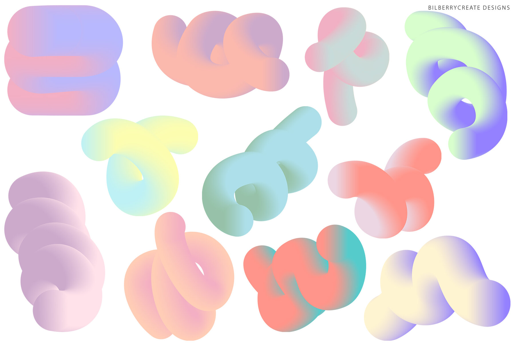 Pastel Abstract Forms 3D Gradient Shapes 9