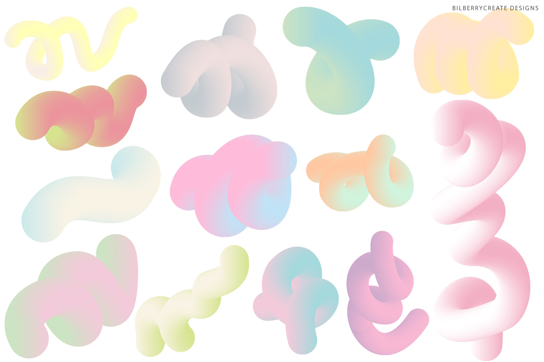Pastel Abstract Forms 3D Gradient Shapes 10