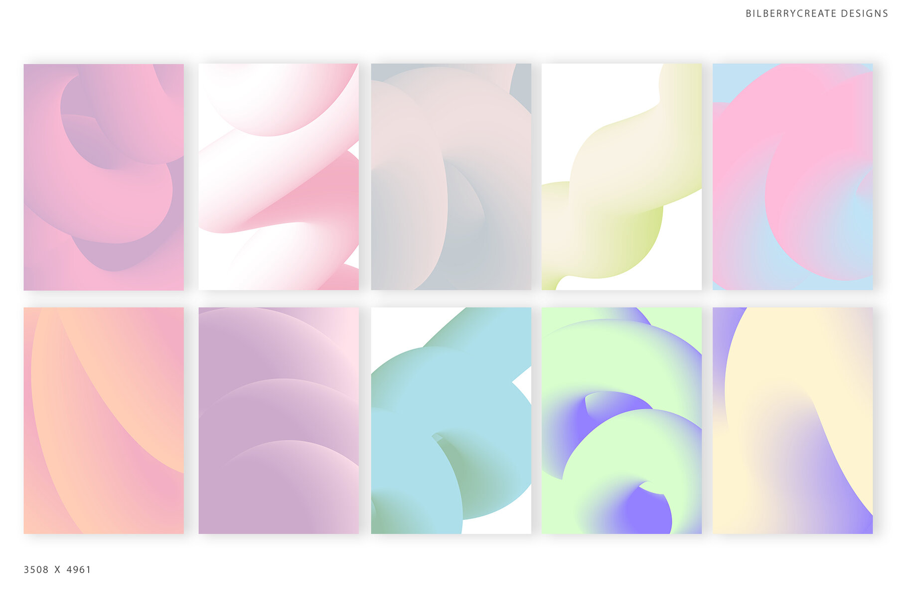 Pastel Abstract Forms 3D Gradient Shapes 11