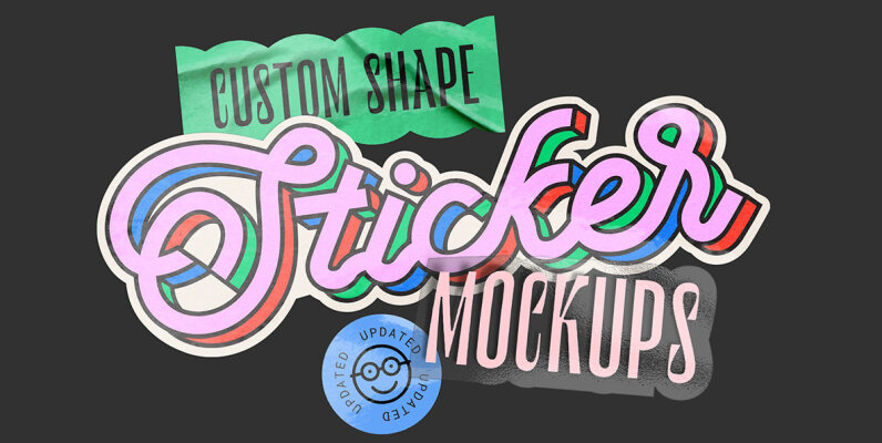 Custom Shape Sticker Mockups