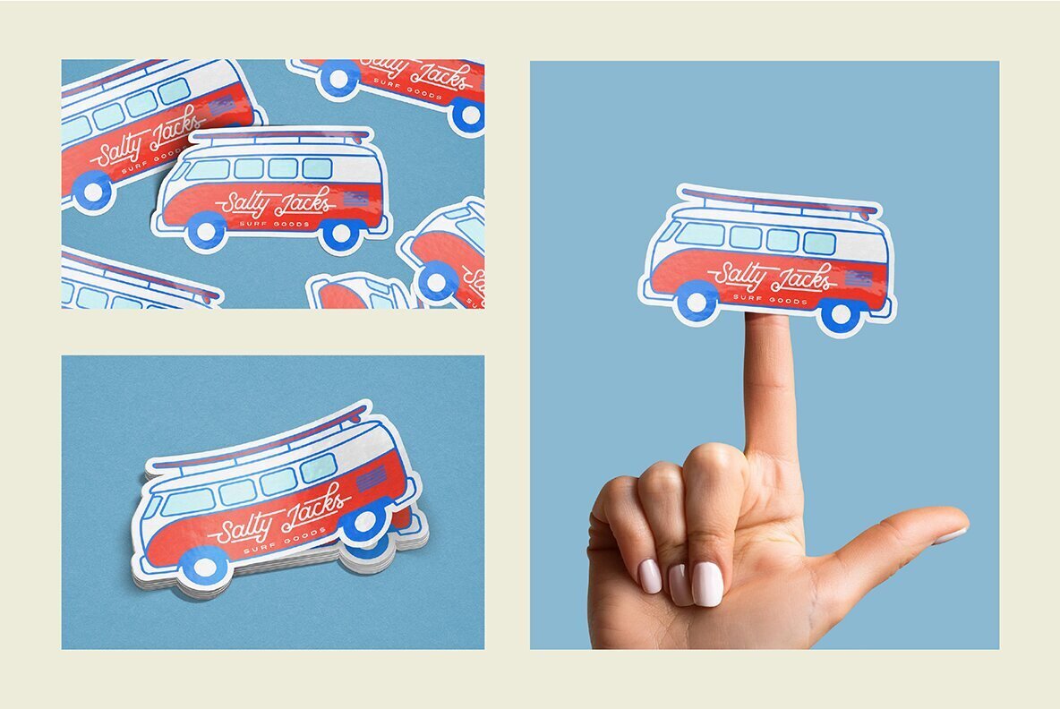 Custom Shape Sticker Mockups 3