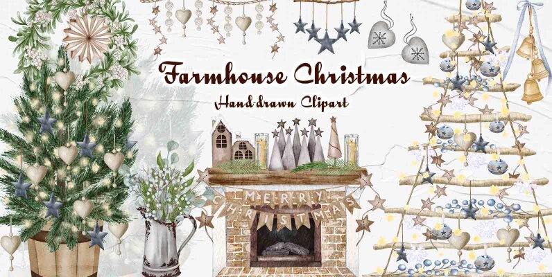 Farmhouse Christmas Watercolor Set