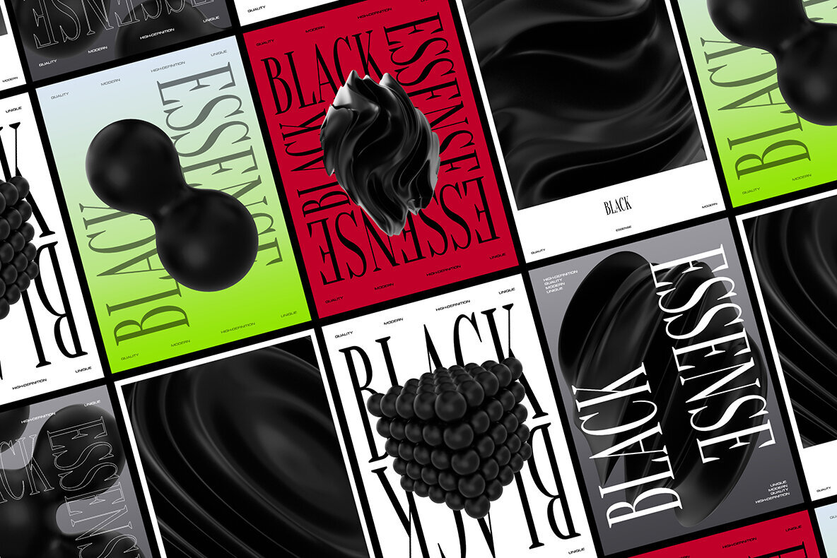 3D Black Shapes Collection 2