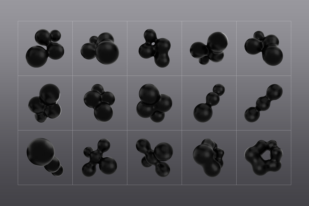 3D Black Shapes Collection 7