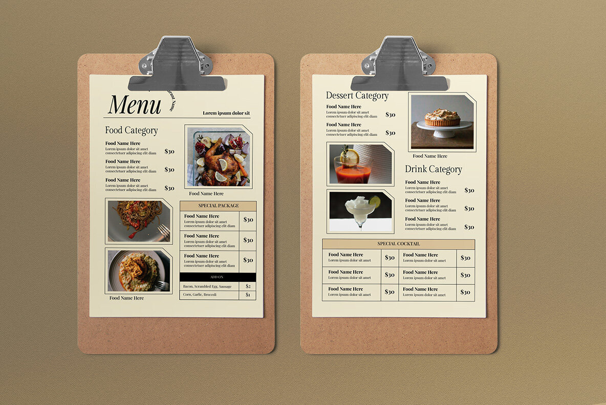 Beige Minimalist Food Menu 2
