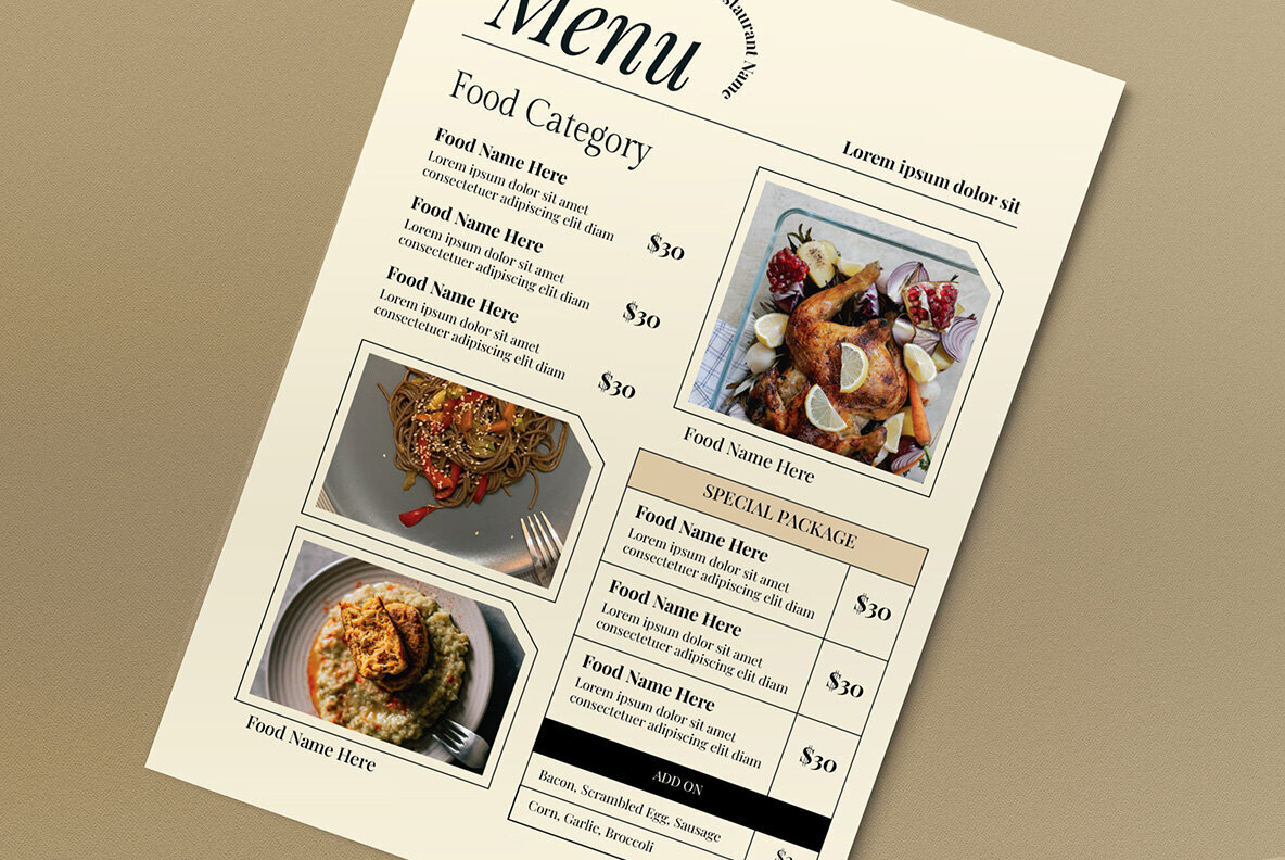 Beige Minimalist Food Menu 3