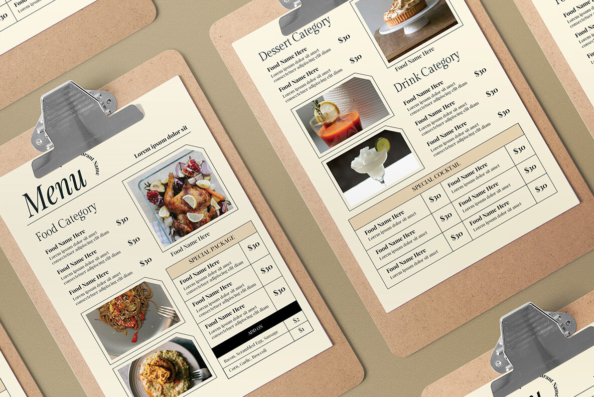 Beige Minimalist Food Menu 4