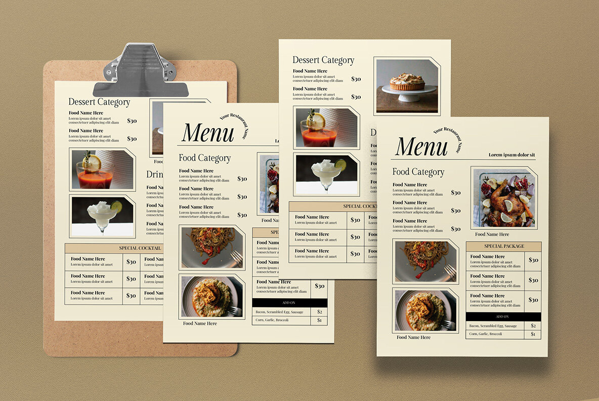 Beige Minimalist Food Menu 5