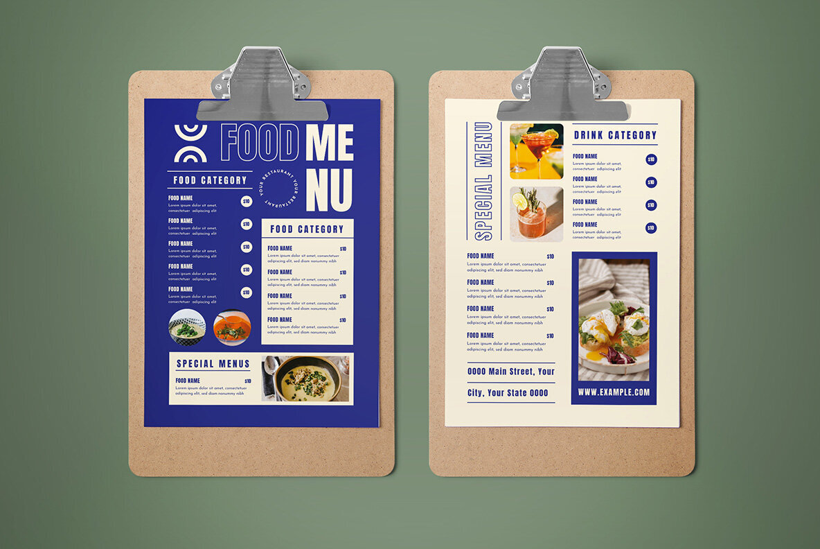 Blue Minimalist Food Menu 2