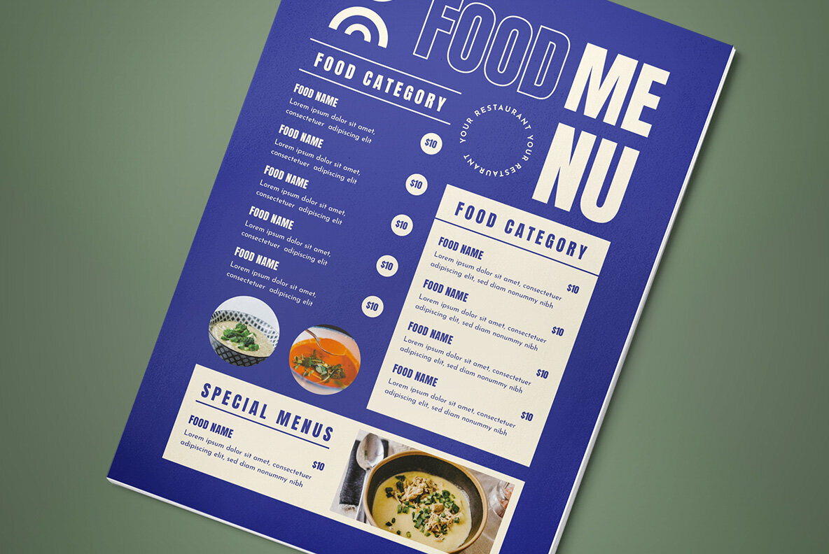 Blue Minimalist Food Menu 3