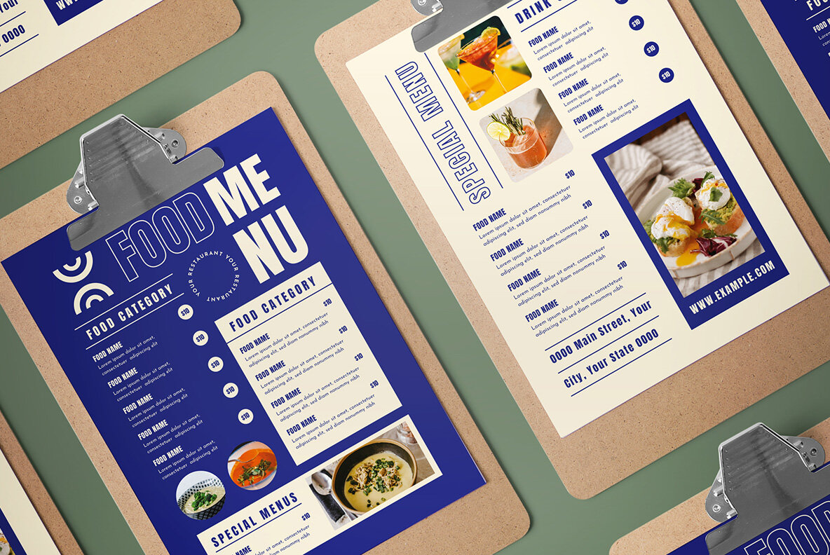 Blue Minimalist Food Menu 4