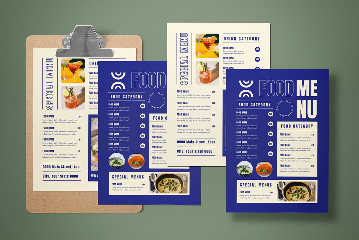 Blue Minimalist Food Menu 5