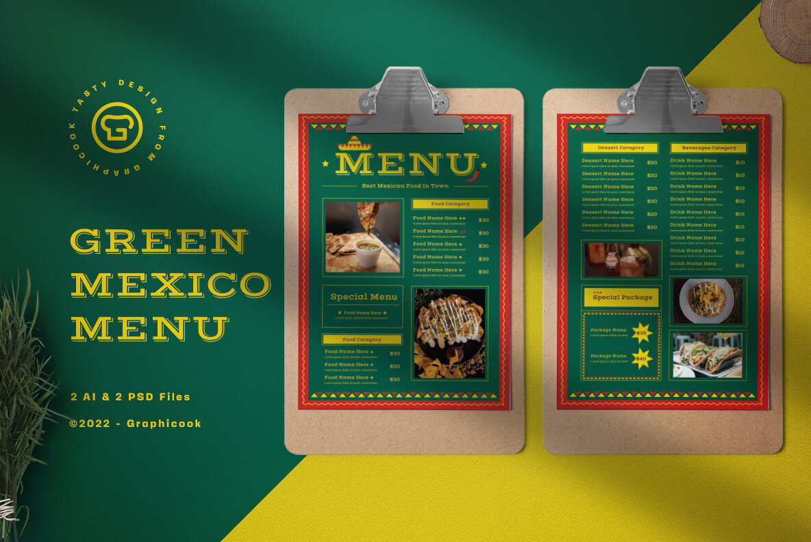 Green Flat Design Food Menu 1
