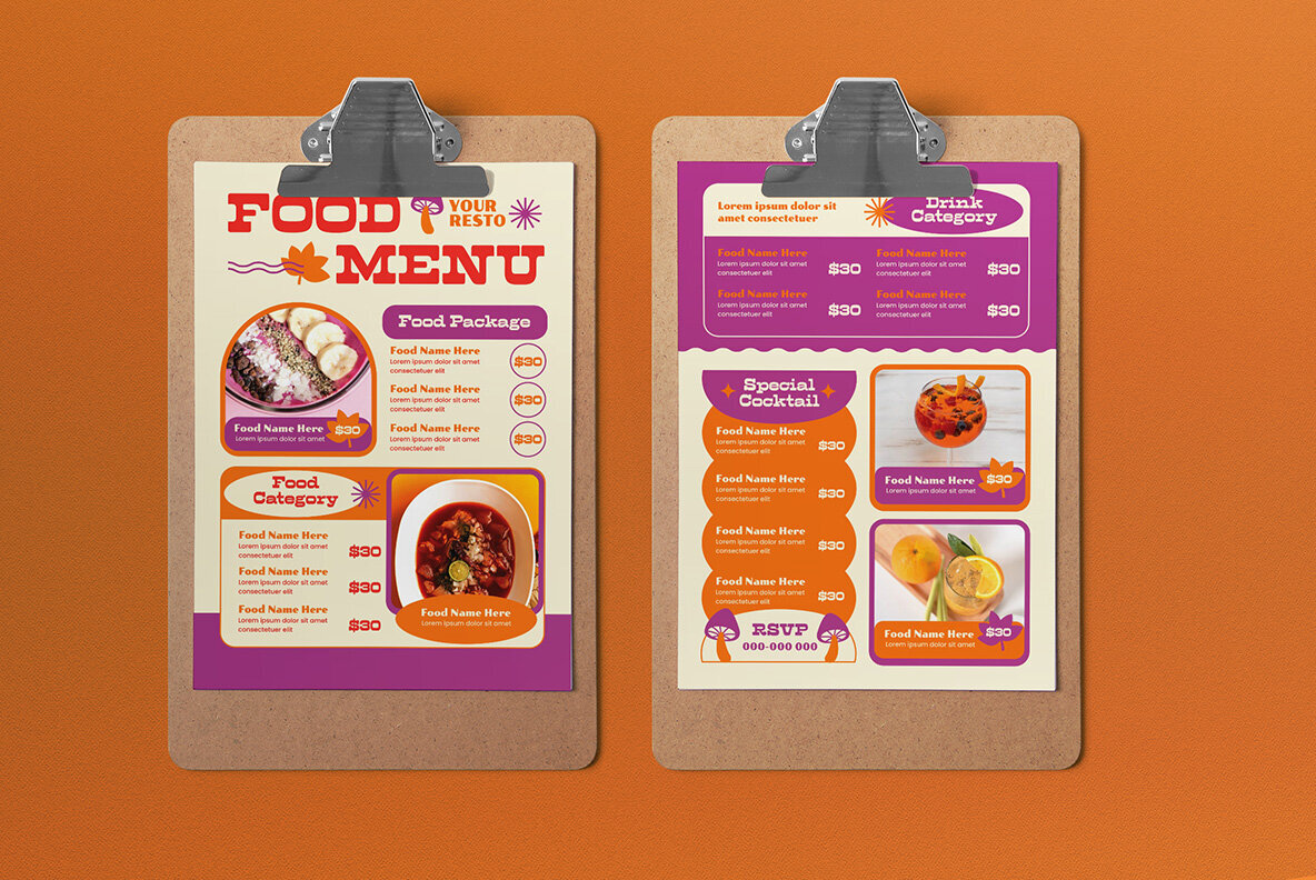 Orange Modern Food Menu 2