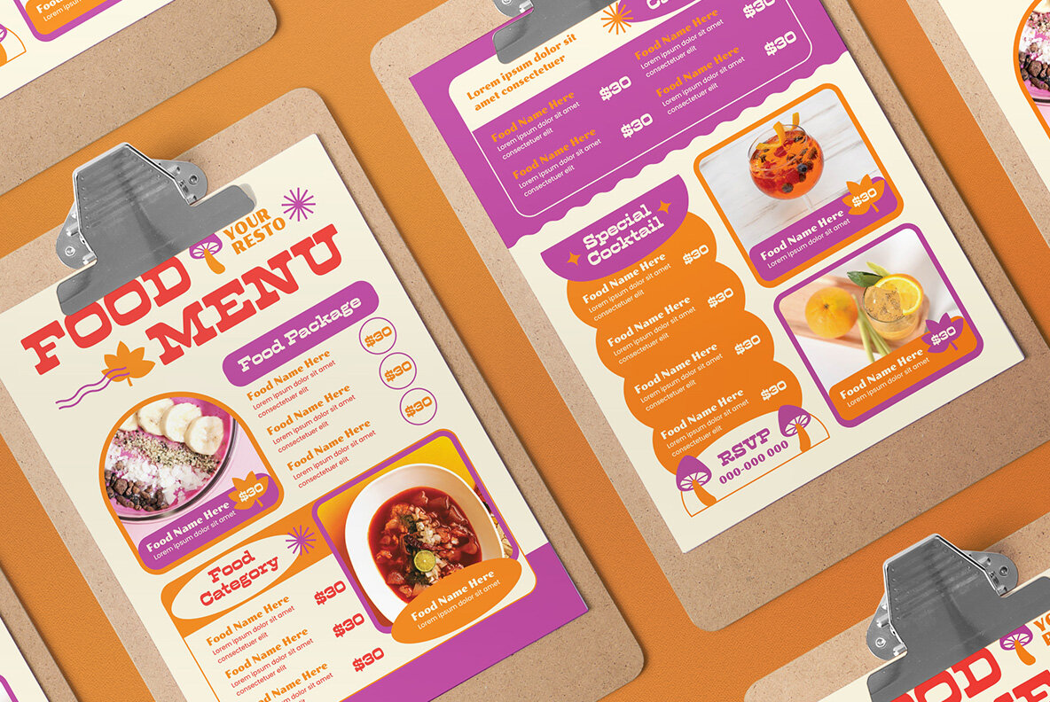 Orange Modern Food Menu 4