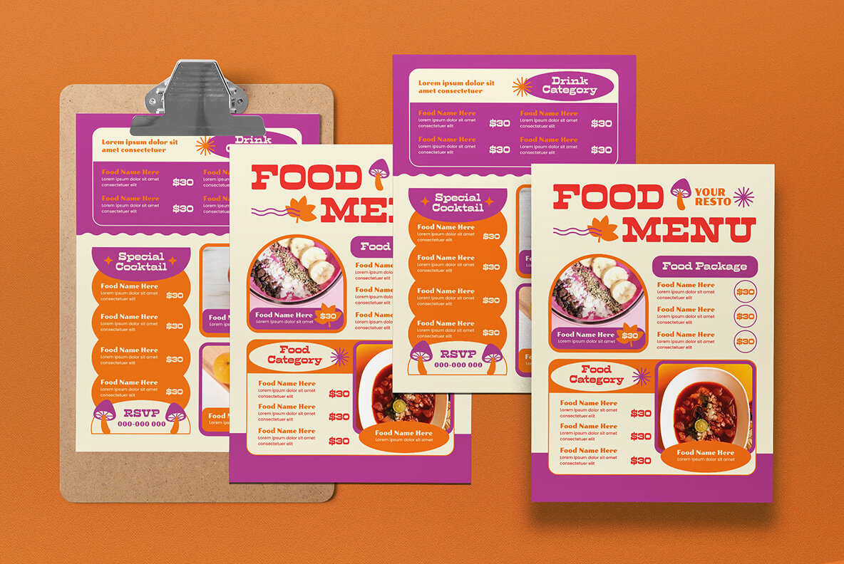 Orange Modern Food Menu 5