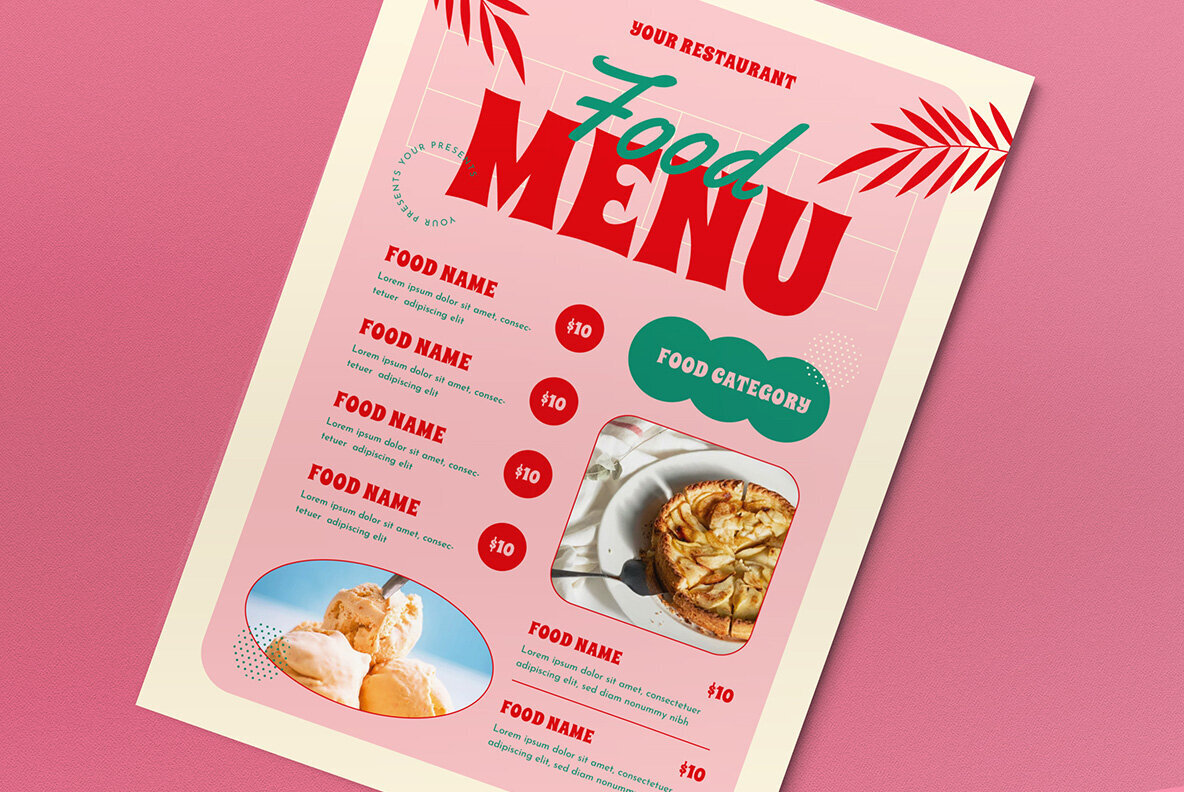 Pink Summer Food Menu 3