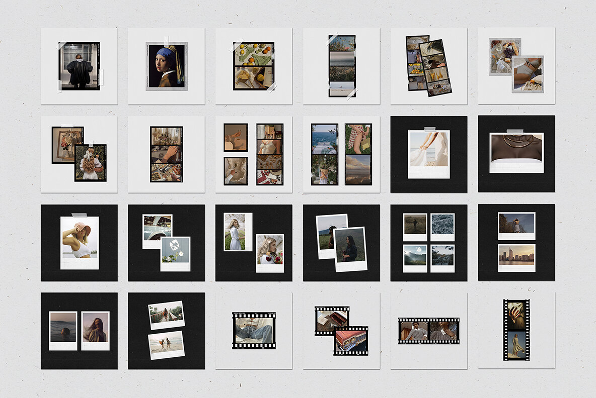 200 Film Frames   Instant Templates 24