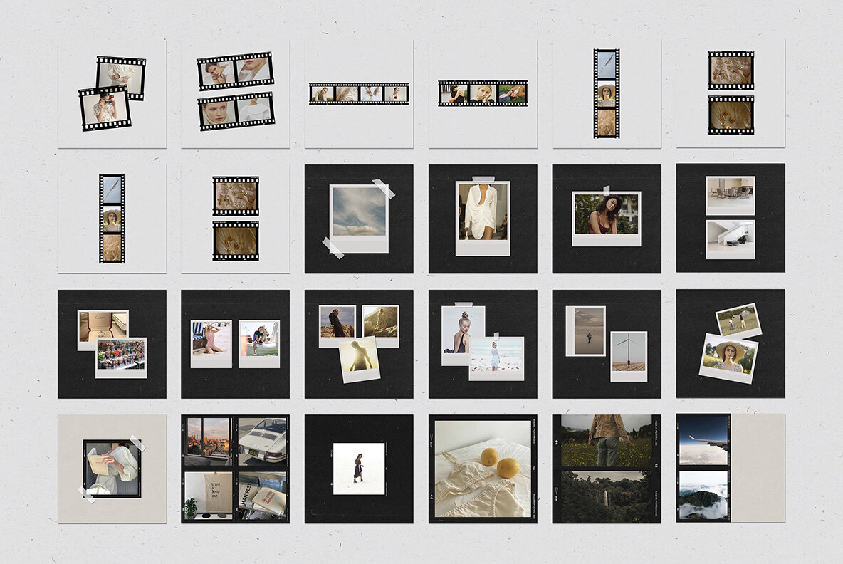 200 Film Frames   Instant Templates 25