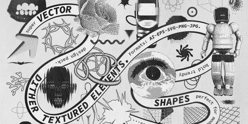 82 Vector Dither Textured Clip Arts